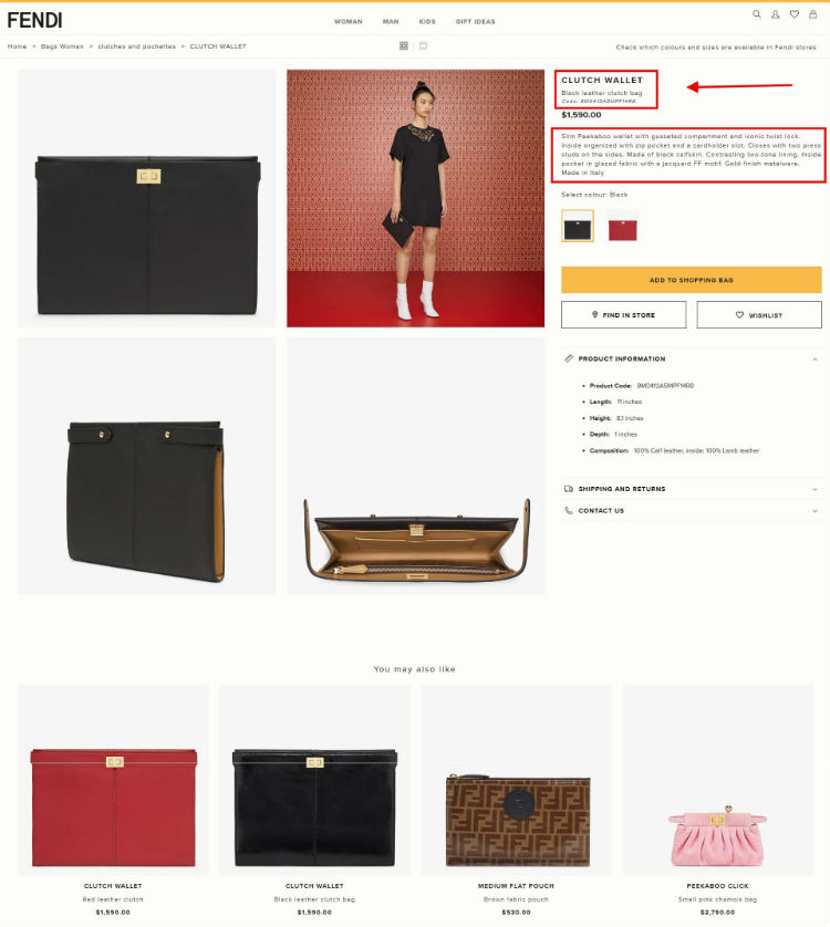 Fendi Online Store Page Design