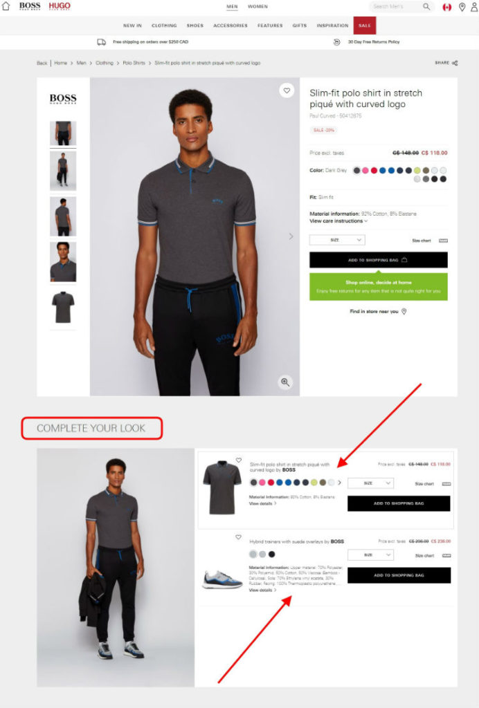Hugo Boss Page Design for Online Store