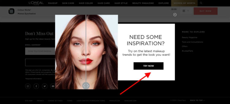 Loreal Online Store Page Design