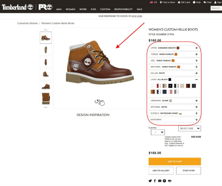 Timberland Page Design Online Store