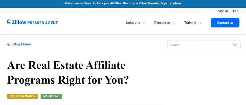 Top 20 Real Estate Affiliate Programs - Zillow